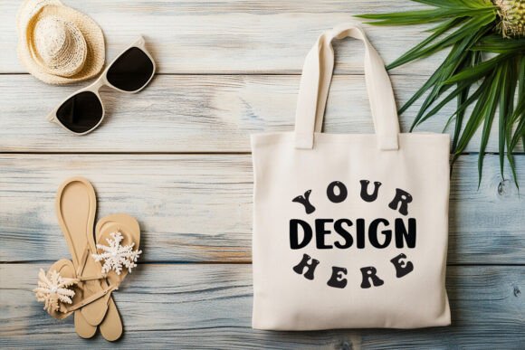Beach Tote Bag Mockup: Graphics for Product Mockups