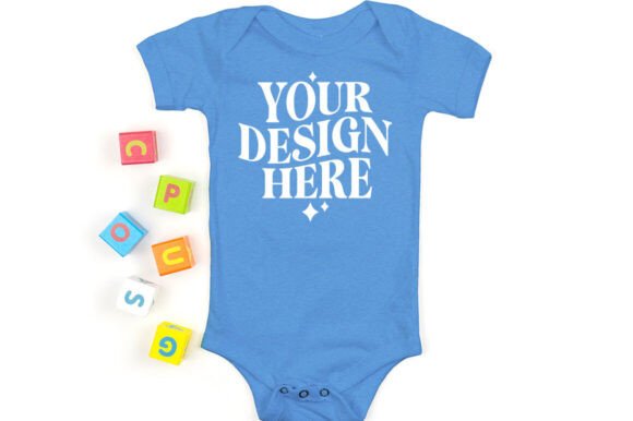 Bella Canvas 100B Bodysuit Mockup Blue: Graphics & Product Mockups