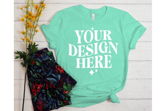 Bella Canvas Heather Mint Mockup: Graphics & Product Mockups