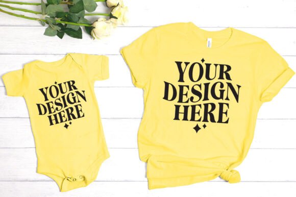Bella Canvas Mommy and Me Yellow Mockup: Graphics for Product Mockups