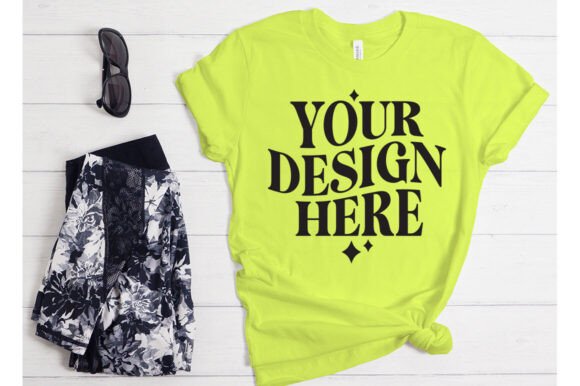 Bella Canvas Neon Yellow Mockup: Graphics for Product Mockups