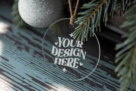 Chrisrmas Acrylic Glass Ornament Mockup: Graphics for Product Mockups
