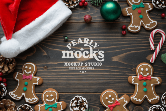 Christmas Background Mockup, Flat Lay