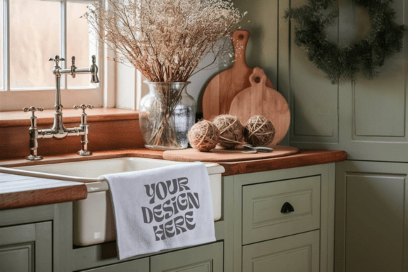 Christmas Kitchen Towel Mockup 9: Graphics for Product Mockups