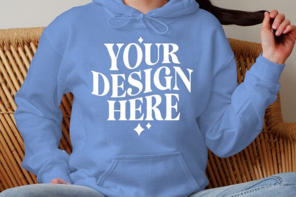 Gildan 18500 Hoodie Carolina Blue Mockup: Graphics for Product Mockups