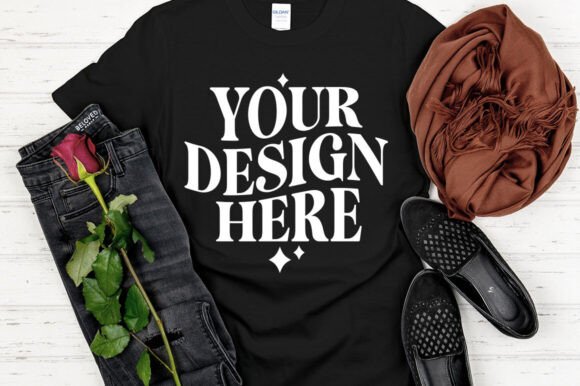 Gildan 64000 Mockup Black: Essential Graphics for Product Mockups