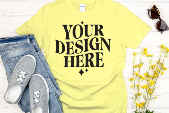 Gildan 64000 Mockup Corn Silk: Graphics & Product Mockups