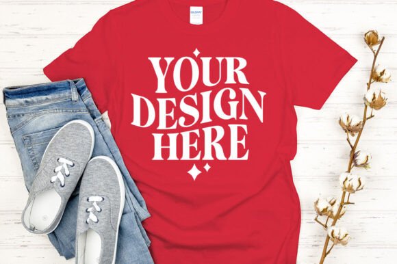 Gildan 64000 Mockup Red: Premium Graphics for Product Mockups