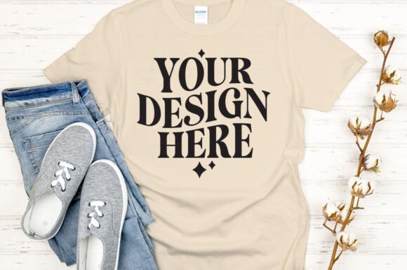 Gildan 64000 Mockup Sand: Graphics for Product Mockups