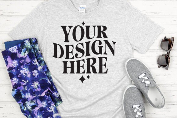 Gildan 64000 Mockup Sport Grey: Graphics & Product Mockups