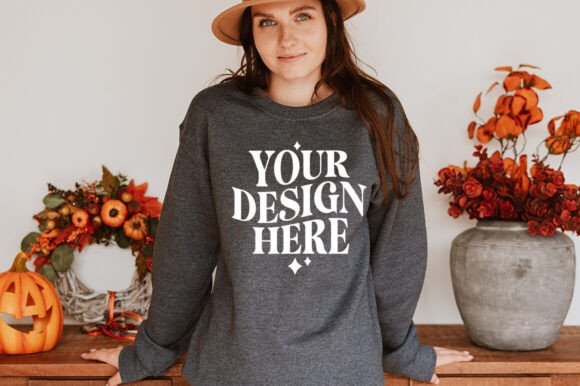 Halloween Gildan 18000 Dark Mockup: Graphics & Product Mockups