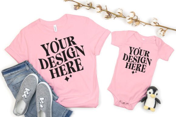 Mommy and Me Bella Canvas 3001 Mockup: Graphics & Product Mockups