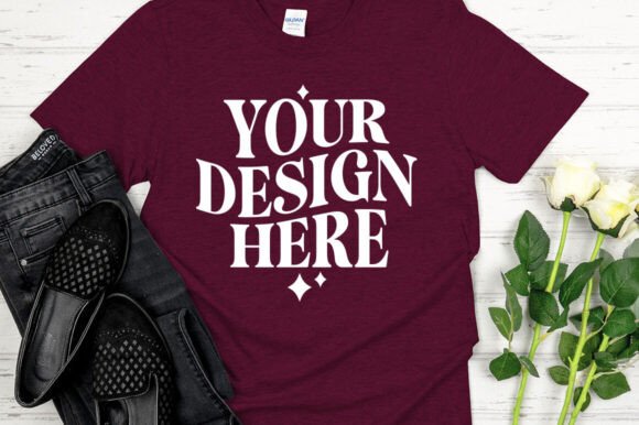 Review: Gildan 64000 Mockup Heather Maroon for Designers