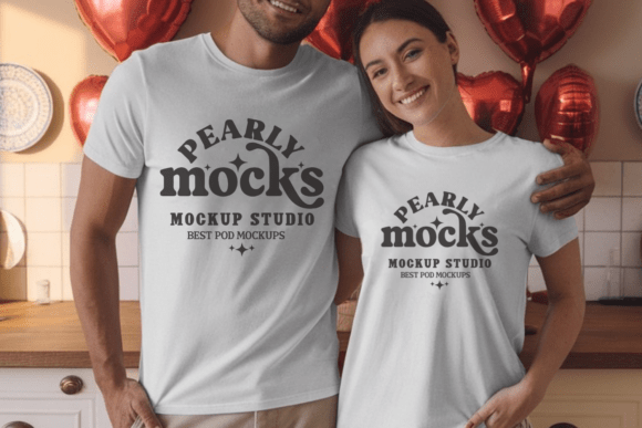 Valentine's Couple Shirt Mockup: Graphics & Product Mockups
